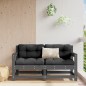 vidaXL Sedie da Giardino con Cuscini 2pz Legno Massello di Pino Grigio vidaXL Sedie da Giardino con Cuscini 2pz Legno Massello di Pino Grigio
