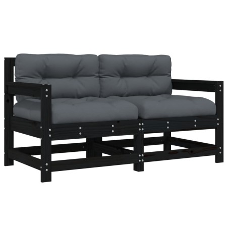 vidaXL Sedie da Giardino con Cuscini 2pz Legno Massello di Pino Nero