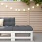 vidaXL Poggiapiedi da Giardino con Cuscino Legno Massello Pino Bianco