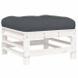 vidaXL Poggiapiedi da Giardino con Cuscino Legno Massello Pino Bianco