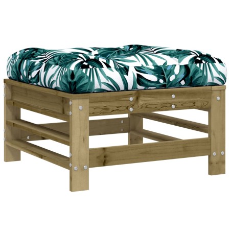 vidaXL Poggiapiedi da Giardino con Cuscino in Legno Impregnato di Pino