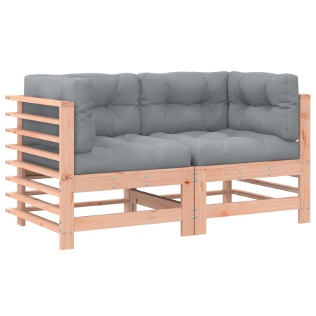 vidaXL Divani Angolari con Cuscini 2 pz in Legno Massello di Douglas