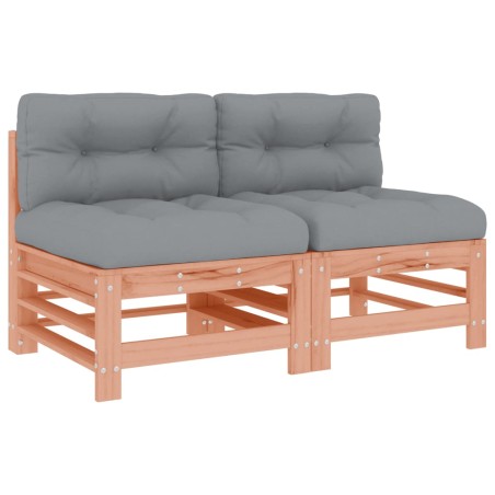 vidaXL Divani Centrali con Cuscini 2 pz in Legno Massello di Douglas