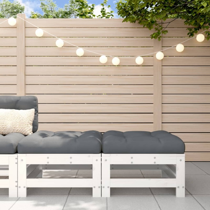 vidaXL Poggiapiedi Giardino con Cuscini 2pz Legno Massello Pino Bianco vidaXL Poggiapiedi Giardino con Cuscini 2pz Legno Massello Pino Bianco