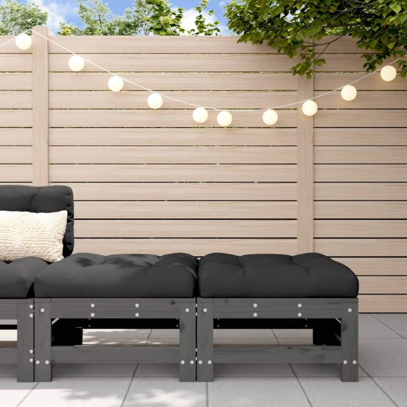vidaXL Poggiapiedi Giardino con Cuscini 2pz Legno Massello Pino Grigio vidaXL Poggiapiedi Giardino con Cuscini 2pz Legno Massello Pino Grigio