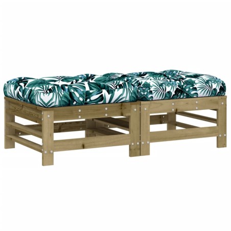 vidaXL Poggiapiedi Giardino con Cuscini 2pz Legno Impregnato di Pino