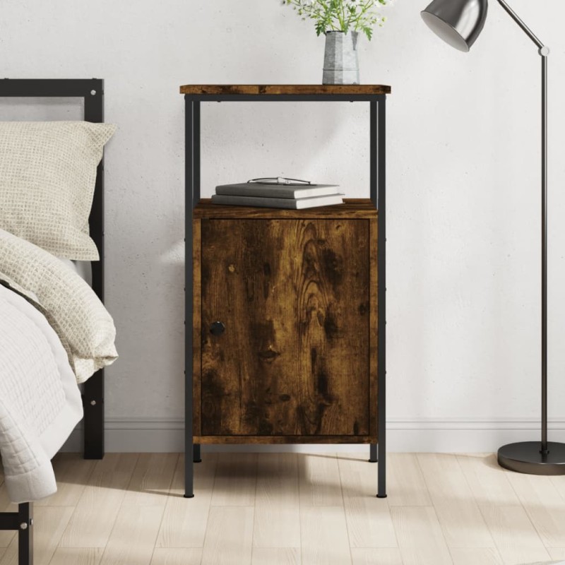 vidaXL Comodino Rovere Fumo 41x31x80 cm Legno Multistrato