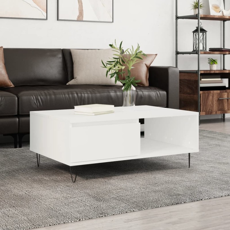 vidaXL Tavolino da Salotto Bianco 90x60x35 cm in Legno Multistrato