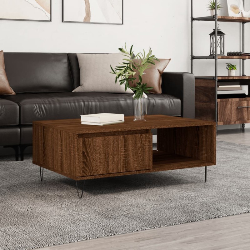 vidaXL Tavolino da Salotto Rovere Marrone 90x60x35cm Legno Multistrato