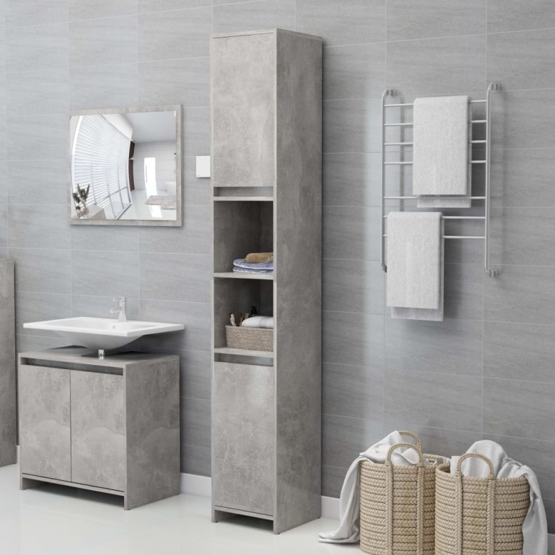 Armadio da Bagno Grigio Cemento 30x30x183,5 cm in Truciolato Armadio da Bagno Grigio Cemento 30x30x183,5 cm in Truciolato