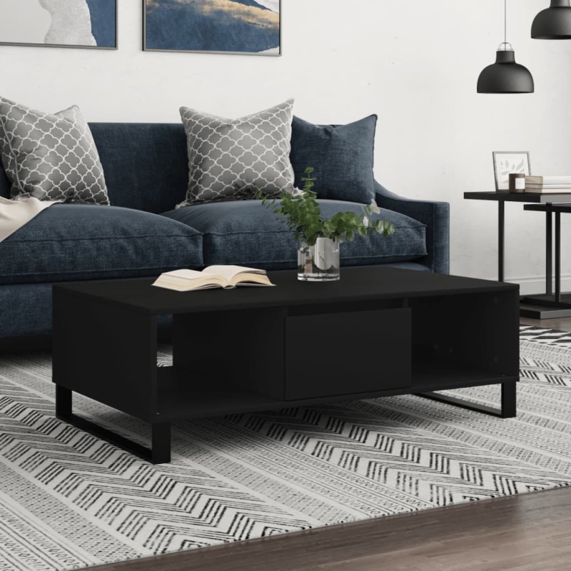 vidaXL Tavolino da Salotto Nero 104x60x35 cm in Legno Multistrato