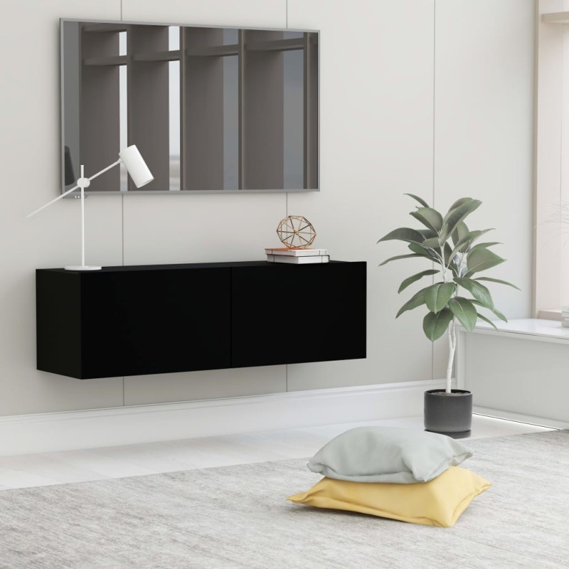 Mobile Porta TV Nero 100x30x30 cm in Truciolato Mobile Porta TV Nero 100x30x30 cm in Truciolato