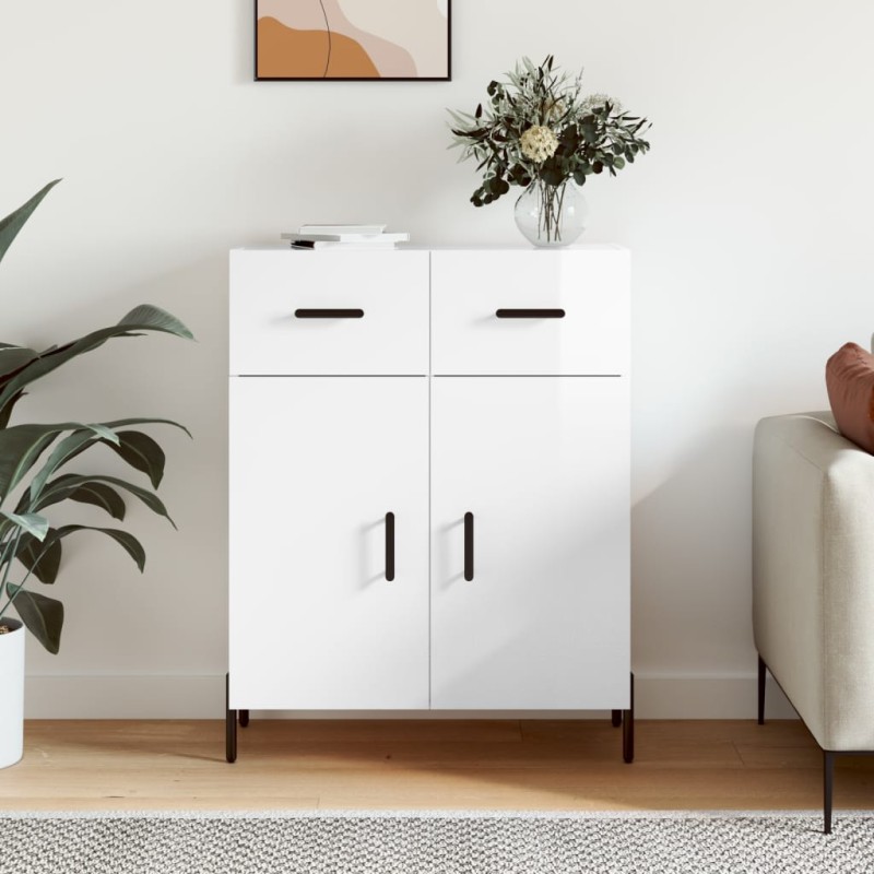 vidaXL Credenza 69,5x34x90 cm in Legno Multistrato Bianco Lucido vidaXL Credenza 69,5x34x90 cm in Legno Multistrato Bianco Lucido