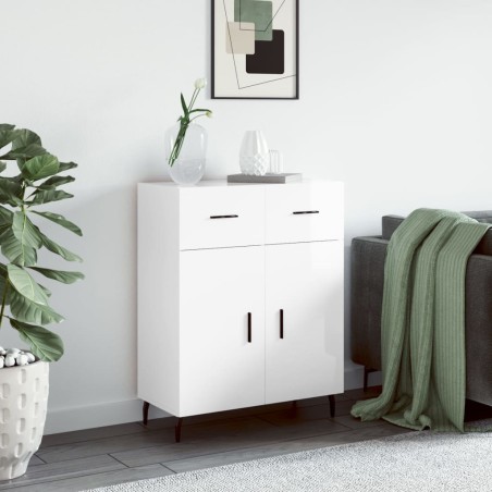 vidaXL Credenza 69,5x34x90 cm in Legno Multistrato Bianco Lucido