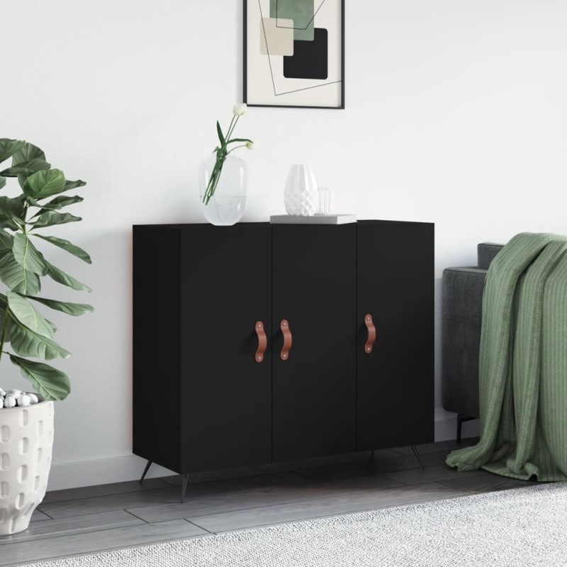 vidaXL Credenza Nera 90x34x80 cm in Legno Multistrato vidaXL Credenza Nera 90x34x80 cm in Legno Multistrato