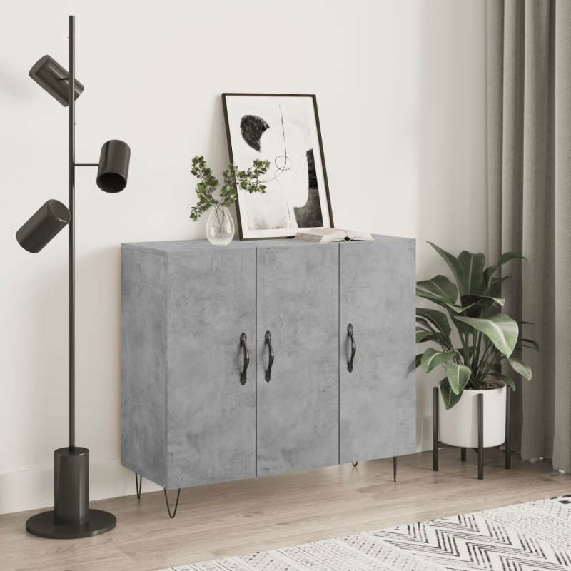 vidaXL Credenza Grigio Cemento 90x34x80 cm in Legno Multistrato vidaXL Credenza Grigio Cemento 90x34x80 cm in Legno Multistrato