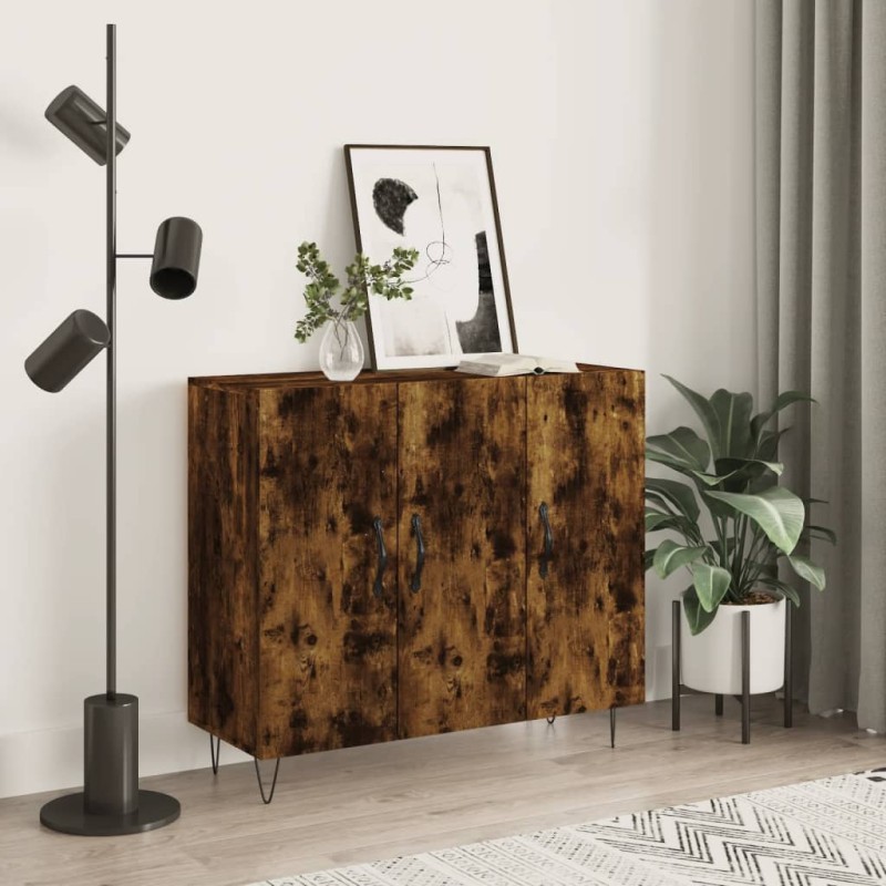 vidaXL Credenza Rovere Fumo 90x34x80 cm in Legno Multistrato vidaXL Credenza Rovere Fumo 90x34x80 cm in Legno Multistrato