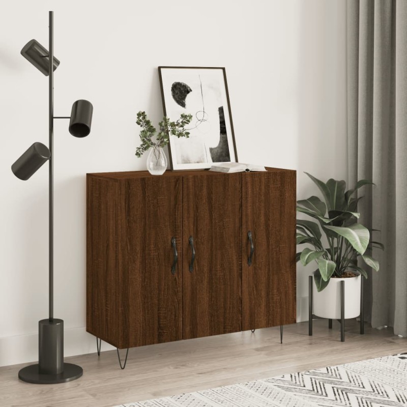 vidaXL Credenza Rovere Marrone 90x34x80 cm in Legno Multistrato vidaXL Credenza Rovere Marrone 90x34x80 cm in Legno Multistrato