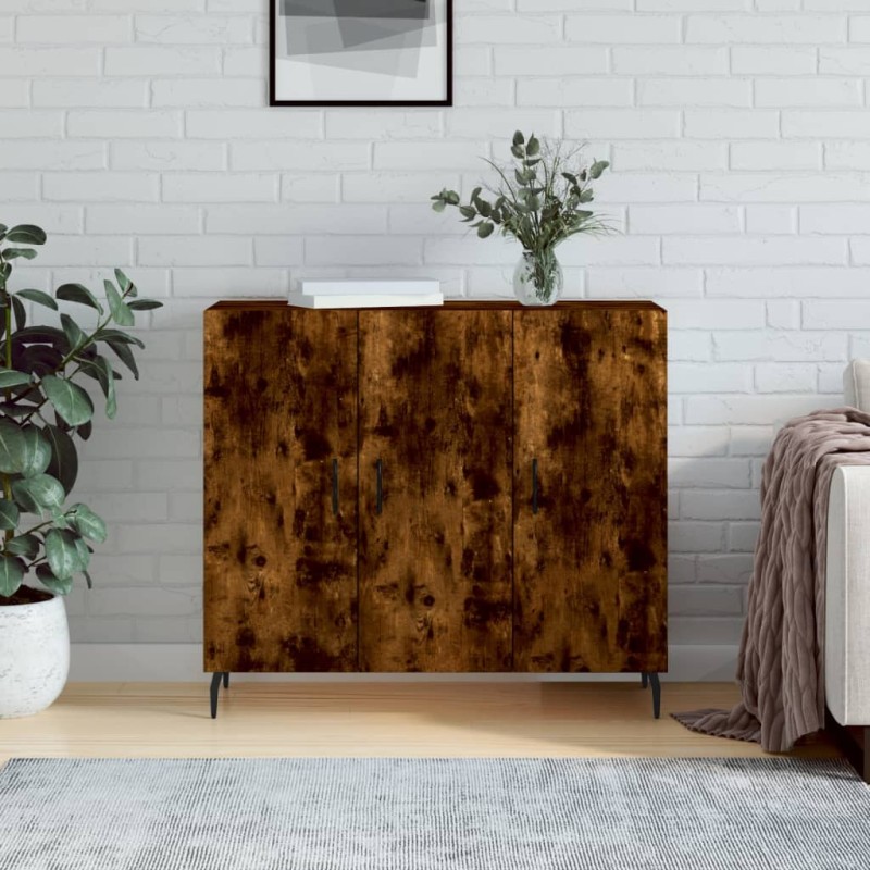 vidaXL Credenza Rovere Fumo 90x34x80 cm in Legno Multistrato vidaXL Credenza Rovere Fumo 90x34x80 cm in Legno Multistrato