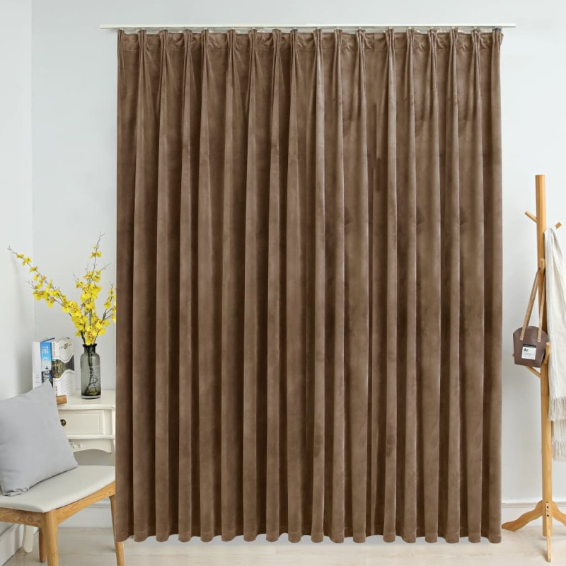 Tenda Oscurante con Ganci Beige in Velluto 290x245 cm Tenda Oscurante con Ganci Beige in Velluto 290x245 cm