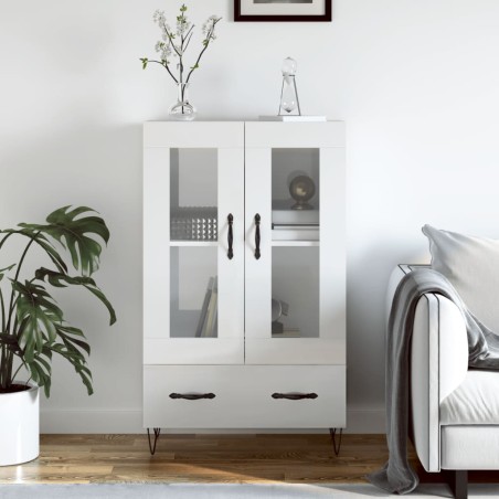 vidaXL Credenza Bianco Lucido 69,5x31x115 cm in Legno Multistrato