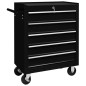 Carrello Portautensili con 5 Cassetti per Officina Nero Carrello Portautensili con 5 Cassetti per Officina Nero