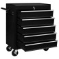 Carrello Portautensili con 5 Cassetti per Officina Nero Carrello Portautensili con 5 Cassetti per Officina Nero