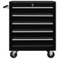 Carrello Portautensili con 5 Cassetti per Officina Nero Carrello Portautensili con 5 Cassetti per Officina Nero