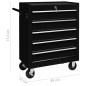 Carrello Portautensili con 5 Cassetti per Officina Nero Carrello Portautensili con 5 Cassetti per Officina Nero