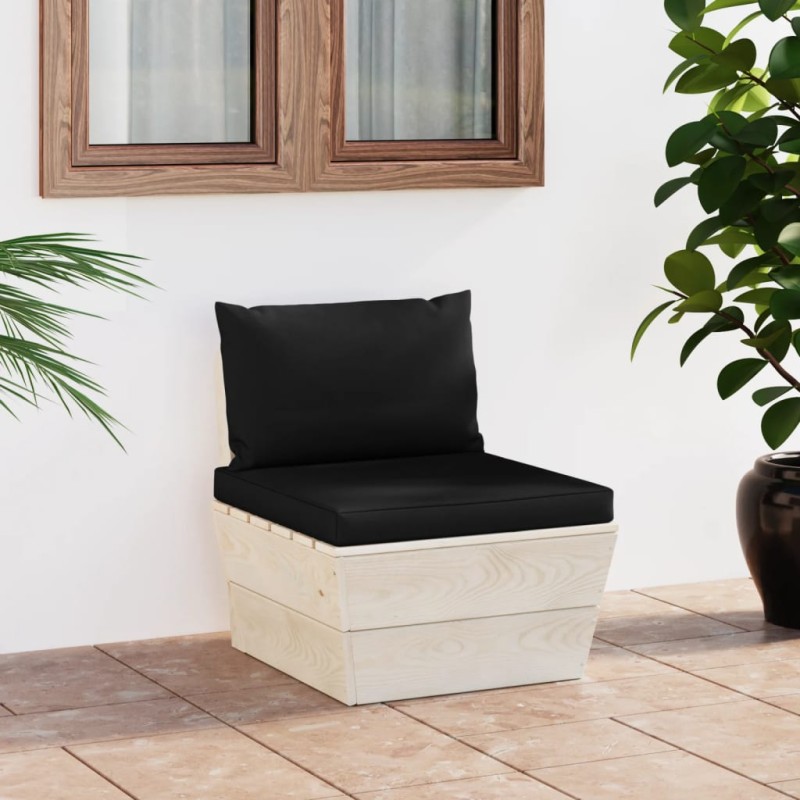 Divano Centrale da Giardino su Pallet e Cuscini Legno di Abete Divano Centrale da Giardino su Pallet e Cuscini Legno di Abete