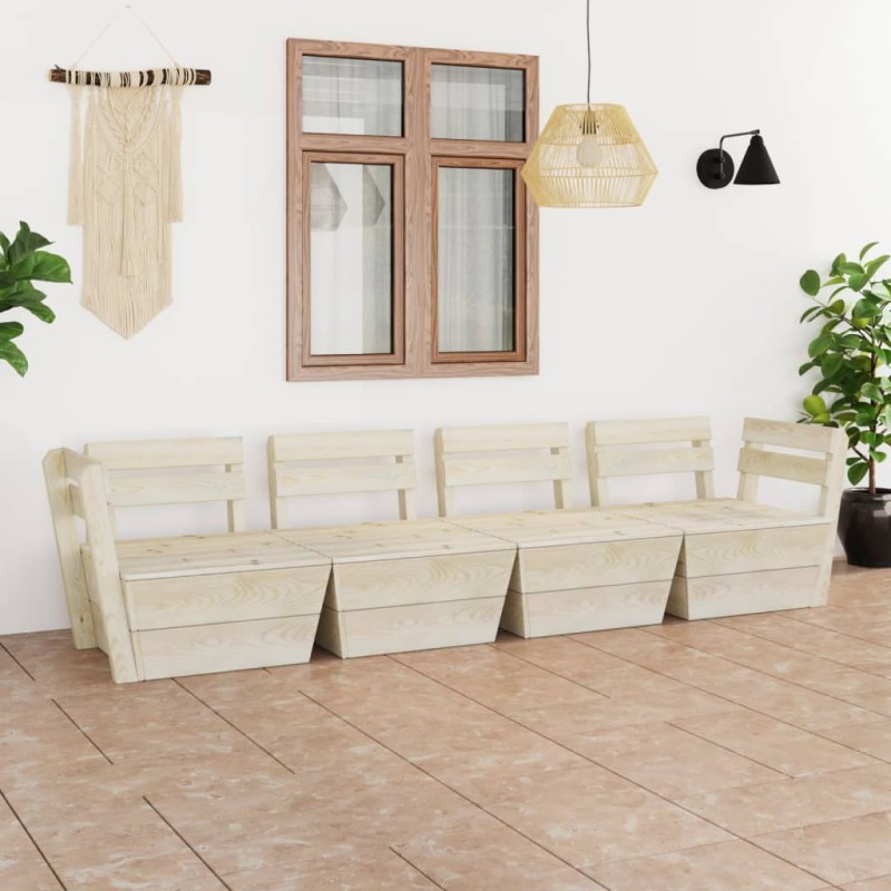 Divano da Giardino a 4 Posti su Pallet Legno Abete Impregnato Divano da Giardino a 4 Posti su Pallet Legno Abete Impregnato