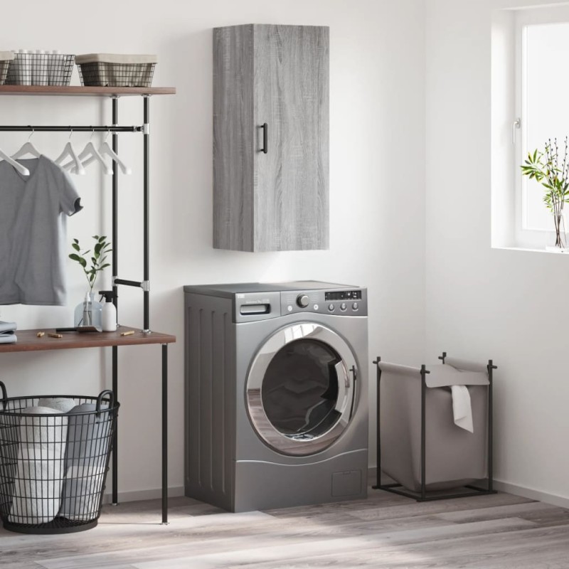 vidaXL Mobile a Parete Grigio Sonoma 34,5x34x90 cm