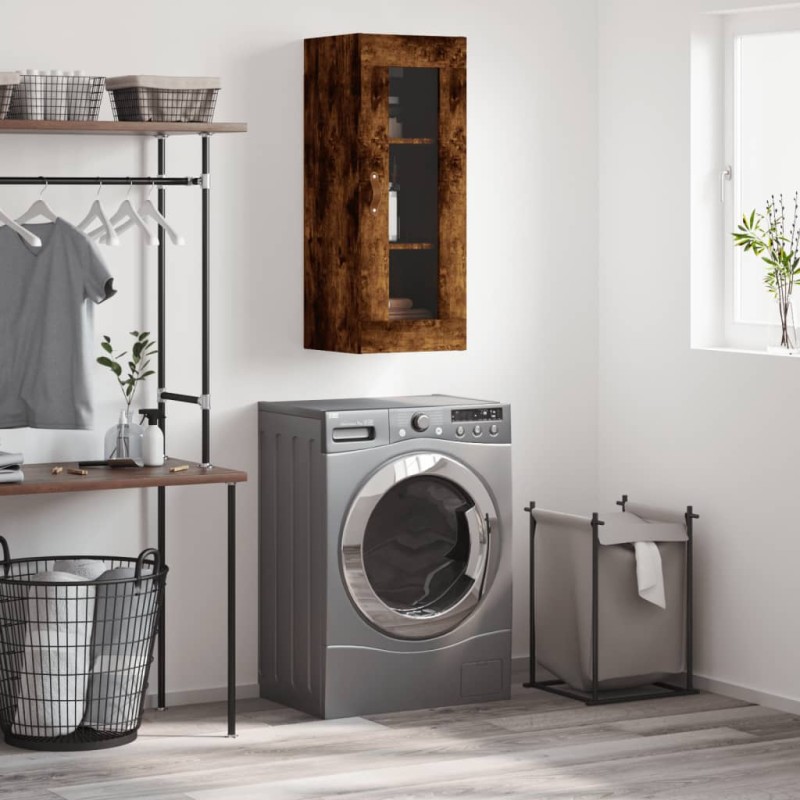 vidaXL Mobile a Parete Rovere Fumo 34,5x34x90 cm