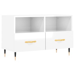 vidaXL Mobile Porta TV Bianco Lucido 80x36x50 cm in Legno Multistrato
