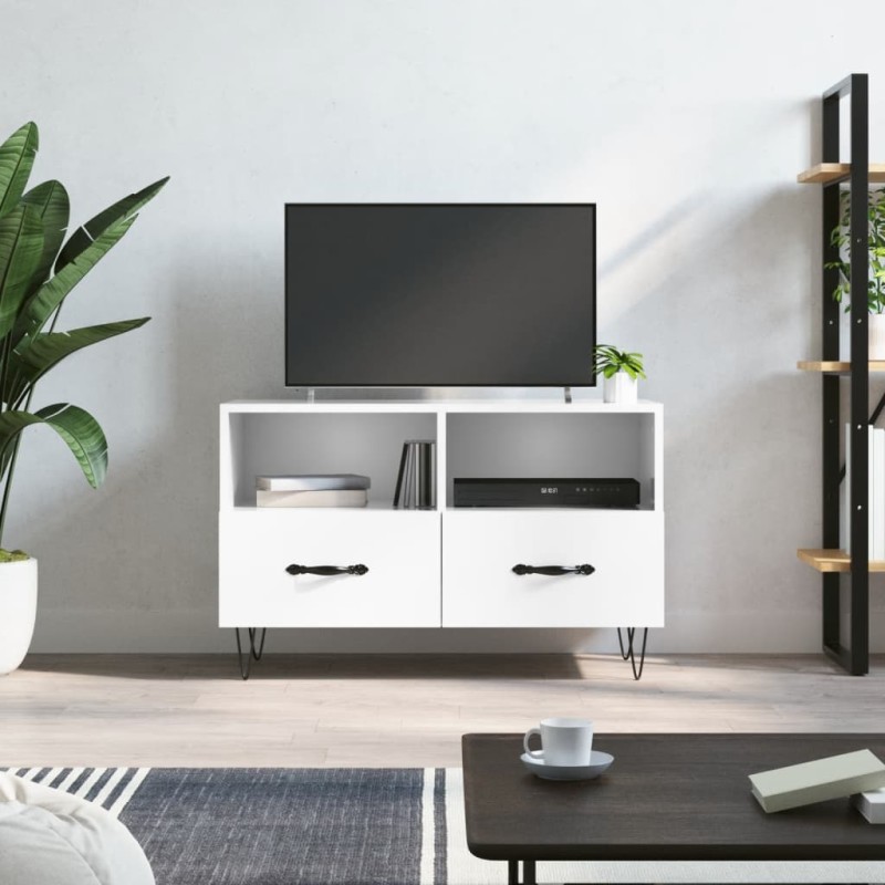 vidaXL Mobile Porta TV Bianco Lucido 80x36x50 cm in Legno Multistrato vidaXL Mobile Porta TV Bianco Lucido 80x36x50 cm in Legno Multistrato
