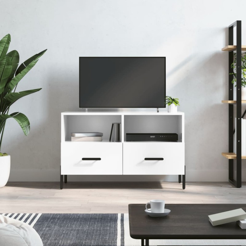 vidaXL Mobile Porta TV Bianco Lucido 80x36x50 cm in Legno Multistrato vidaXL Mobile Porta TV Bianco Lucido 80x36x50 cm in Legno Multistrato