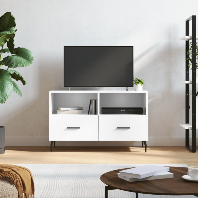 vidaXL Mobile Porta TV Bianco Lucido 80x36x50 cm in Legno Multistrato vidaXL Mobile Porta TV Bianco Lucido 80x36x50 cm in Legno Multistrato
