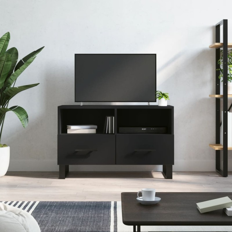 vidaXL Mobile Porta TV Nero 80x36x50 cm in Legno Multistrato vidaXL Mobile Porta TV Nero 80x36x50 cm in Legno Multistrato