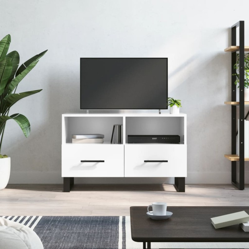 vidaXL Mobile Porta TV Bianco Lucido 80x36x50 cm in Legno Multistrato vidaXL Mobile Porta TV Bianco Lucido 80x36x50 cm in Legno Multistrato