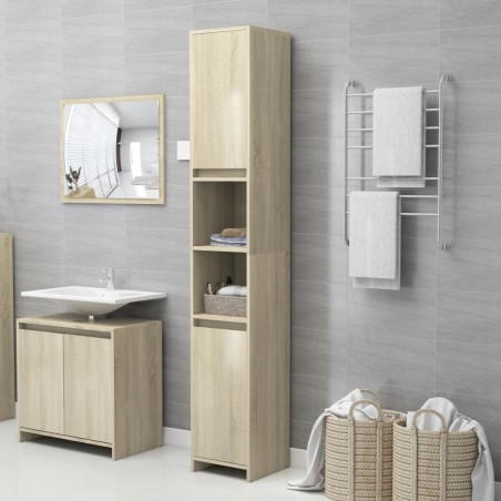Armadio da Bagno Rovere Sonoma 30x30x183,5 cm in Truciolato