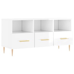 vidaXL Mobile Porta TV Bianco Lucido 102x36x50 cm in Legno Multistrato