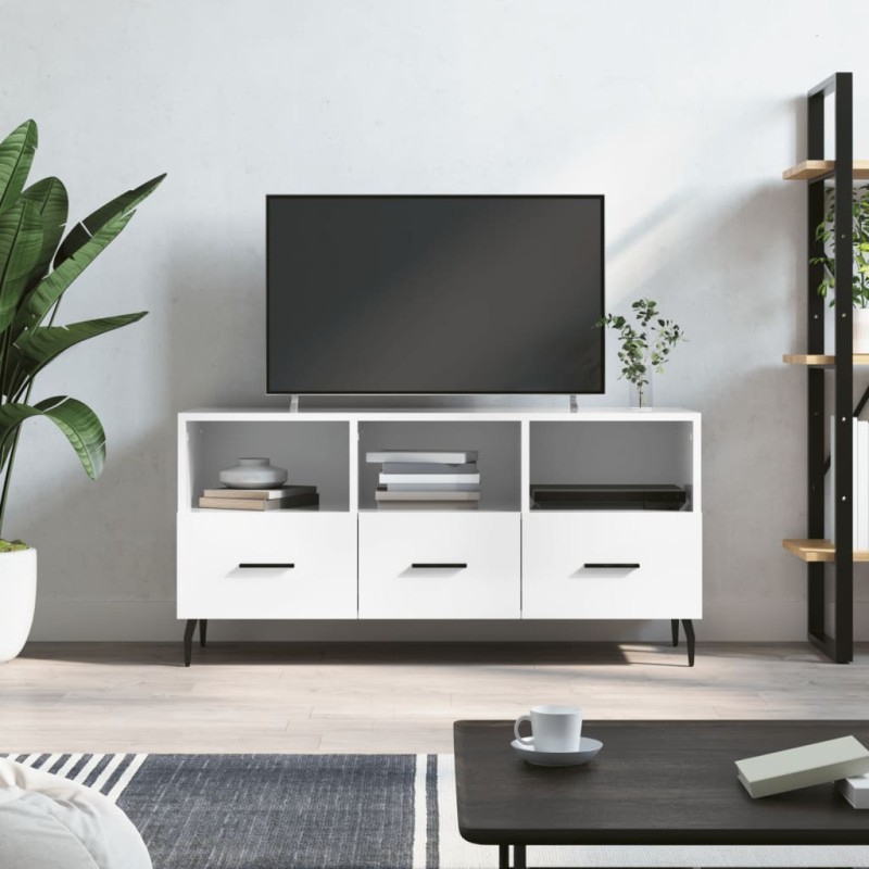 vidaXL Mobile Porta TV Bianco Lucido 102x36x50 cm in Legno Multistrato vidaXL Mobile Porta TV Bianco Lucido 102x36x50 cm in Legno Multistrato