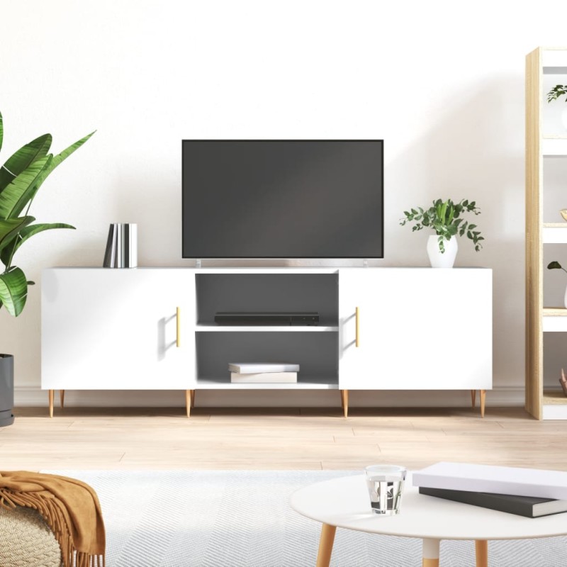 vidaXL Mobile Porta TV Bianco Lucido 150x30x50 cm in Legno Multistrato vidaXL Mobile Porta TV Bianco Lucido 150x30x50 cm in Legno Multistrato