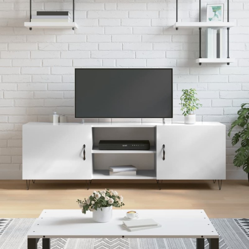 vidaXL Mobile Porta TV Bianco Lucido 150x30x50 cm in Legno Multistrato vidaXL Mobile Porta TV Bianco Lucido 150x30x50 cm in Legno Multistrato