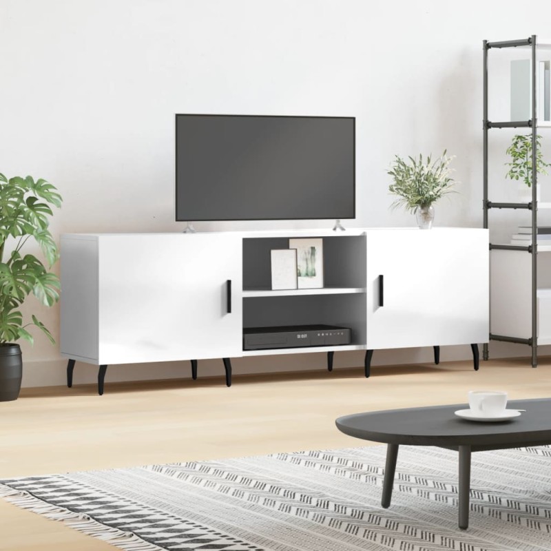vidaXL Mobile Porta TV Bianco Lucido 150x30x50 cm in Legno Multistrato vidaXL Mobile Porta TV Bianco Lucido 150x30x50 cm in Legno Multistrato