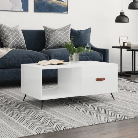 vidaXL Tavolino da Salotto Bianco Lucido 90x50x40 cm Legno Multistrato