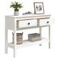 Tavolo Consolle Bianco 100x35x75 cm in Legno Massello di Pino Tavolo Consolle Bianco 100x35x75 cm in Legno Massello di Pino