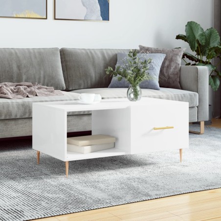 vidaXL Tavolino da Salotto Bianco Lucido 90x50x40 cm Legno Multistrato
