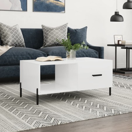 vidaXL Tavolino da Salotto Bianco Lucido 90x50x40 cm Legno Multistrato