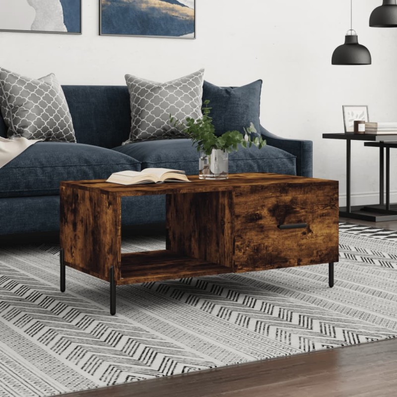 vidaXL Tavolino da Salotto Rovere Fumo 90x50x40cm in Legno Multistrato